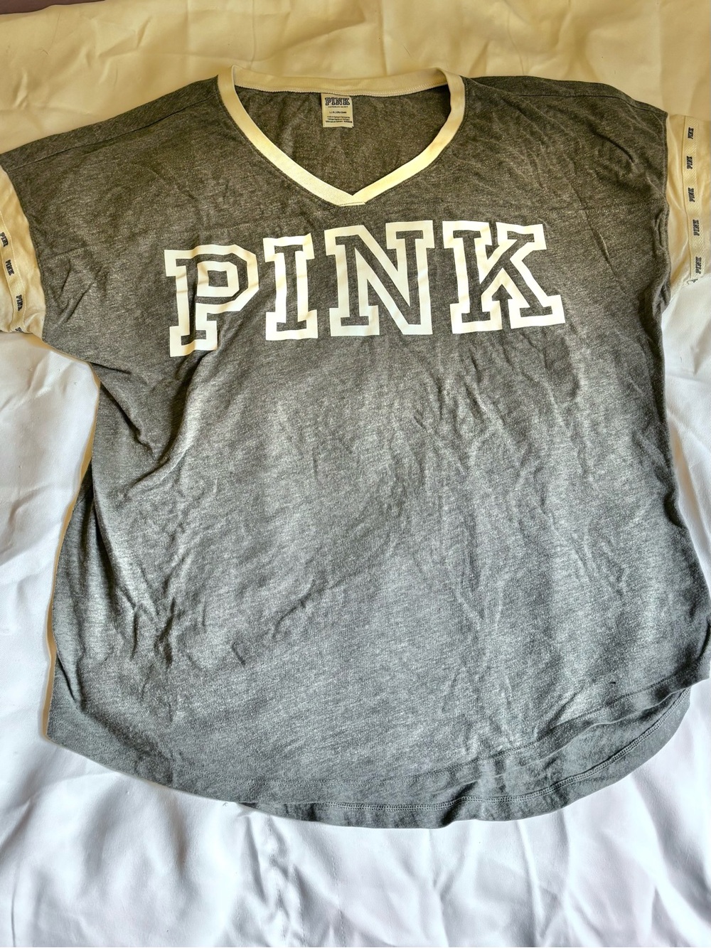 EUC Victoria’s Secret PINK Gray Oversized Short Sleeve Tee Size Large